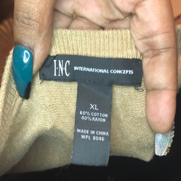 I.N.C Tan Rhinestone Long-sleeve Sweater SZ XL - Picture 7 of 7